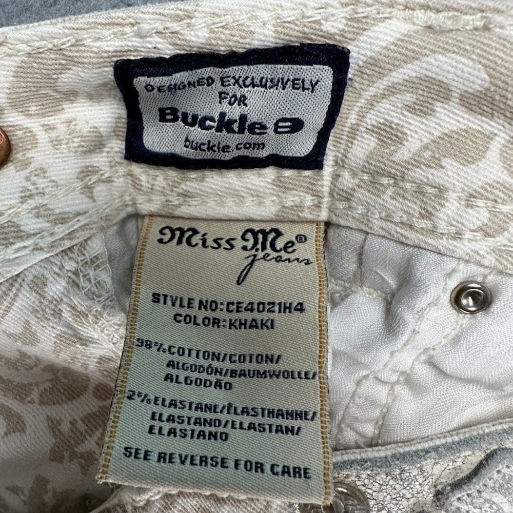 Miss Me Shorts 29 White Damask Paisley Cut Off Thick Stitch Flap Pocket CE4021H4 - Picture 4 of 8